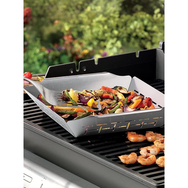 不锈钢烧烤篮子烧烤托盘烧烤网沥水篮洗水果方形户外BBQ烧烤工具