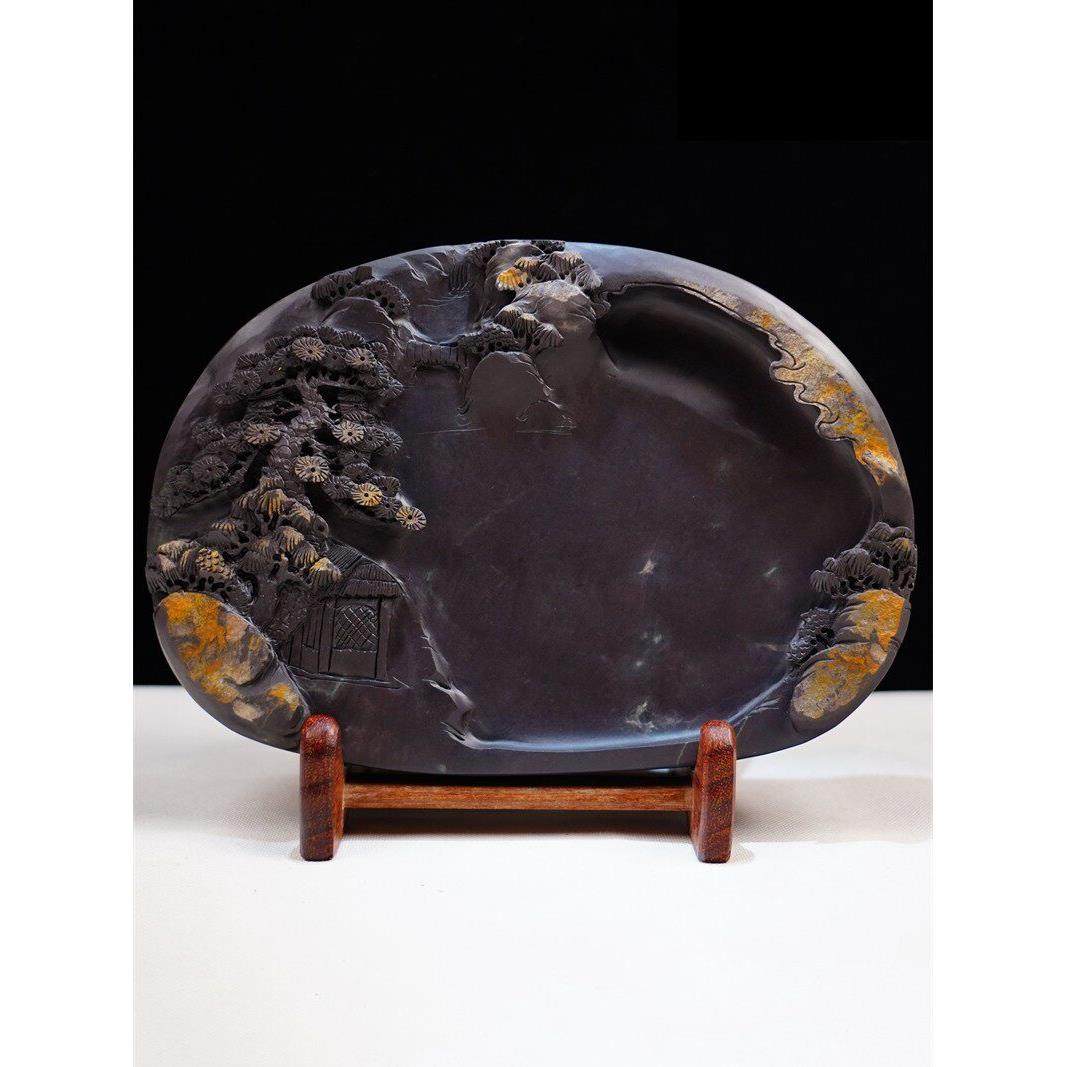 纯天然砚台端砚肇庆天然原石纯手工研磨书法斧柯东宋坑8寸10寸