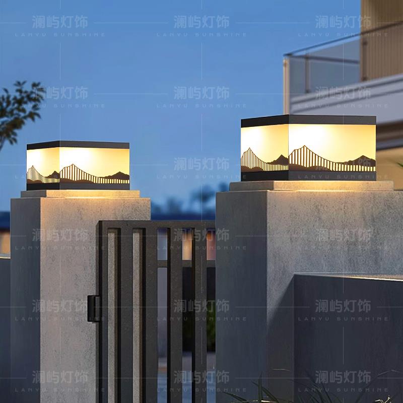 太阳能柱头灯户外防水围墙庭院别墅大门两侧柱子院墙门柱灯门垛灯