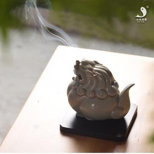 创意家用书房装 大鱼美器陶瓷香炉摆件狮子香薰炉中式 饰塔香盘香炉