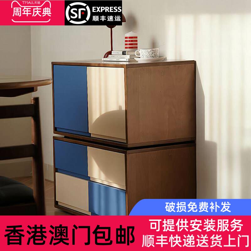 【香港包邮】矮书柜门实木落地柜客厅电视柜组合日式收纳储物柜