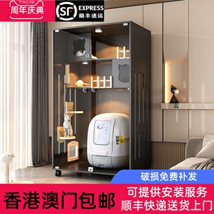 香港包邮猫别墅猫笼家用室内猫屋猫舍大空间猫柜猫窝可放自动猫砂