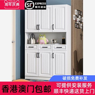 香港包邮阳台储物柜防水防晒定制衣帽柜门厅柜经济型客厅玄关柜飘