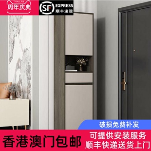 香港包邮定制实木鞋柜家用门口高立式入户玄关柜一体新款阳台储物