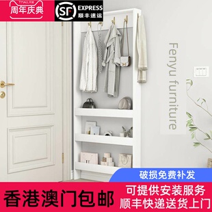 [香港包邮]实木门后超薄挂衣架卧室门后置物架门后多层薄收纳柜极