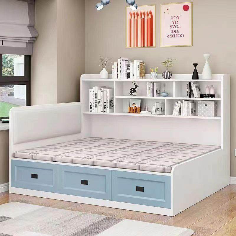 【香港包邮】飘窗榻榻米书架床一体靠墙侧边多功能带抽屉收纳床小,住宅家具,板式床,淘宝优惠券,粉丝福利购,淘宝优惠卷