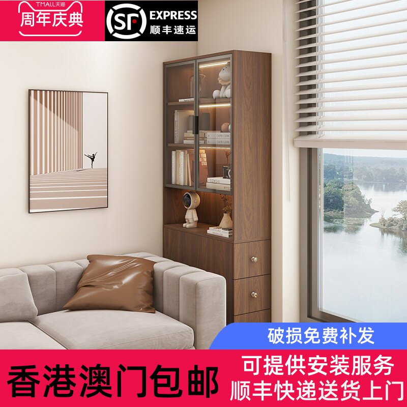【香港包邮】实木沙发边柜夹缝收纳柜侧面抽拉柜子转角窄柜书柜置