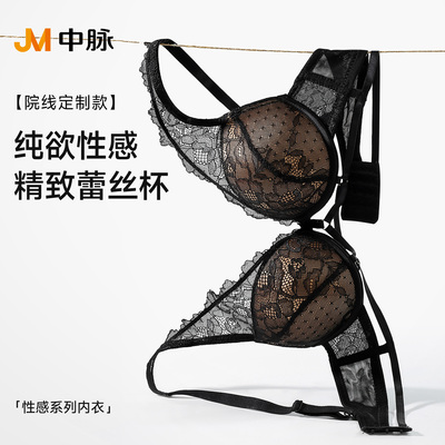 JM/中脉性感小野猫系列02法式蕾丝可调节内衣7493-2