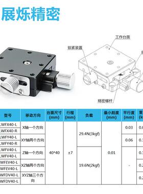 LWF组合燕尾槽平台微调平台x轴燕尾槽滑台XEG/XYEG40/EJJ02/EJK02