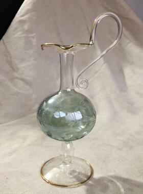 一枚橙 法式中古vintage玻璃雕花小众手作异形花瓶摆件情侣礼物
