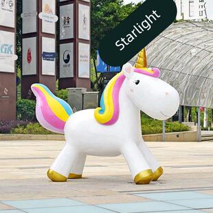 卡通马雕塑玻璃钢户外游乐场景区独角马年网红打卡美陈装饰品摆件