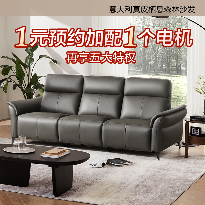 M&D现代简约真皮电动沙发