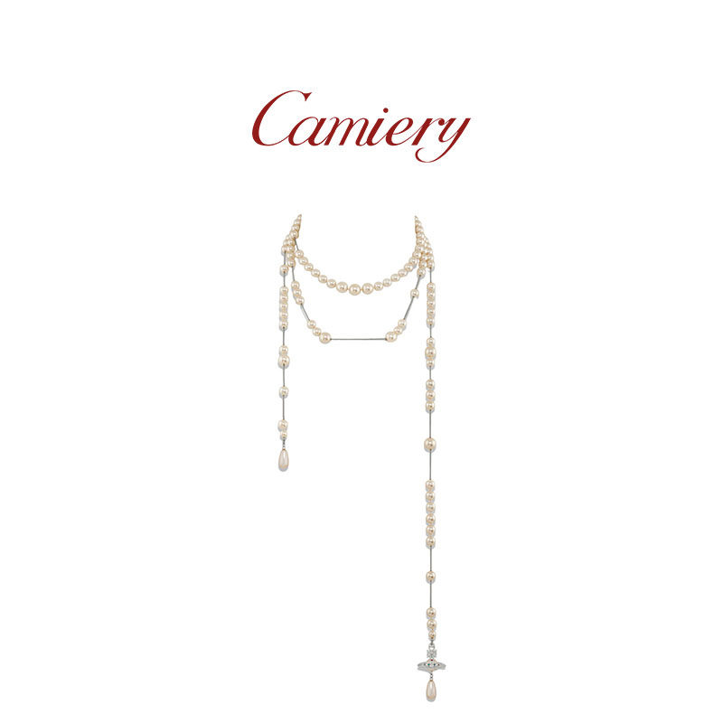 CAMIERY土星破碎珍珠项链女款配饰高级感轻奢小众毛衣项链