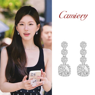 高级感轻奢 2025新款 许我耀眼赵露思许妍同款 耳饰方糖流苏耳环女款