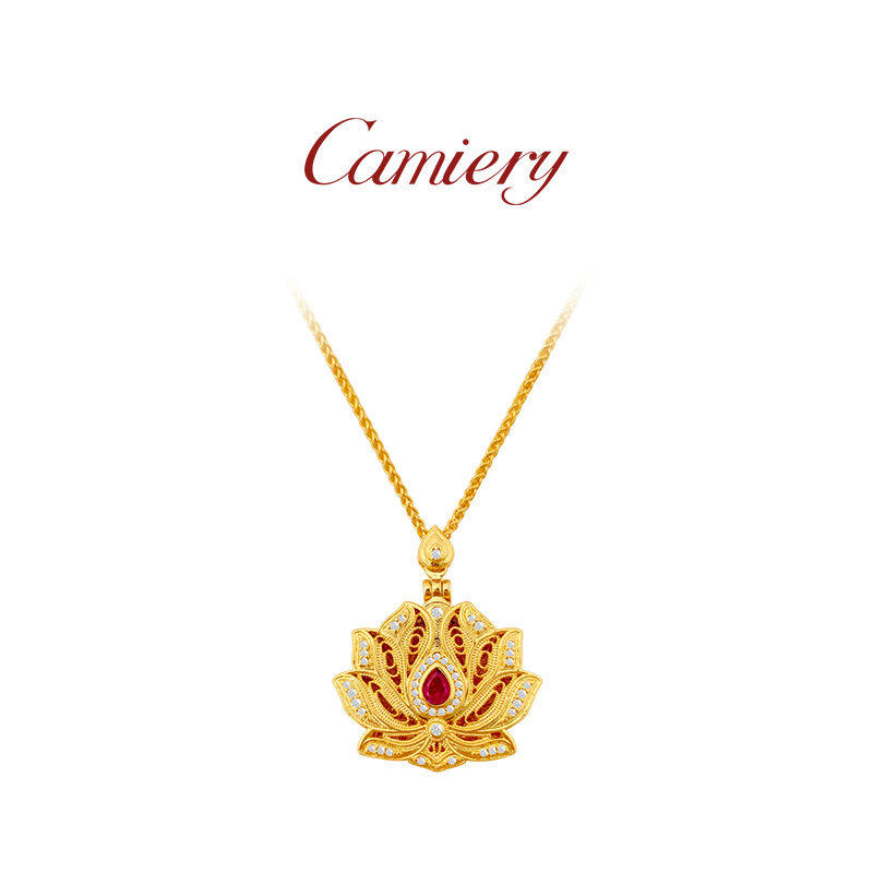 花开见佛莲花项链挂绳高档女吊坠