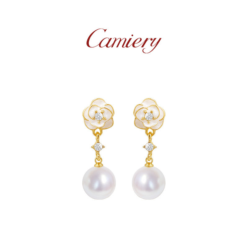 CAMIERY山茶花简单大珍珠耳坠耳钉女2025新款爆款轻奢高级感气质,饰品/流行首饰/时尚饰品新,耳钉,淘宝优惠券,粉丝福利购,淘宝优惠卷