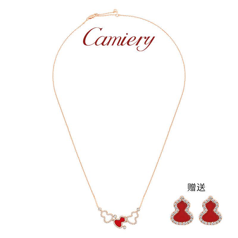 拼钻三葫芦项链送同款带钻耳钉