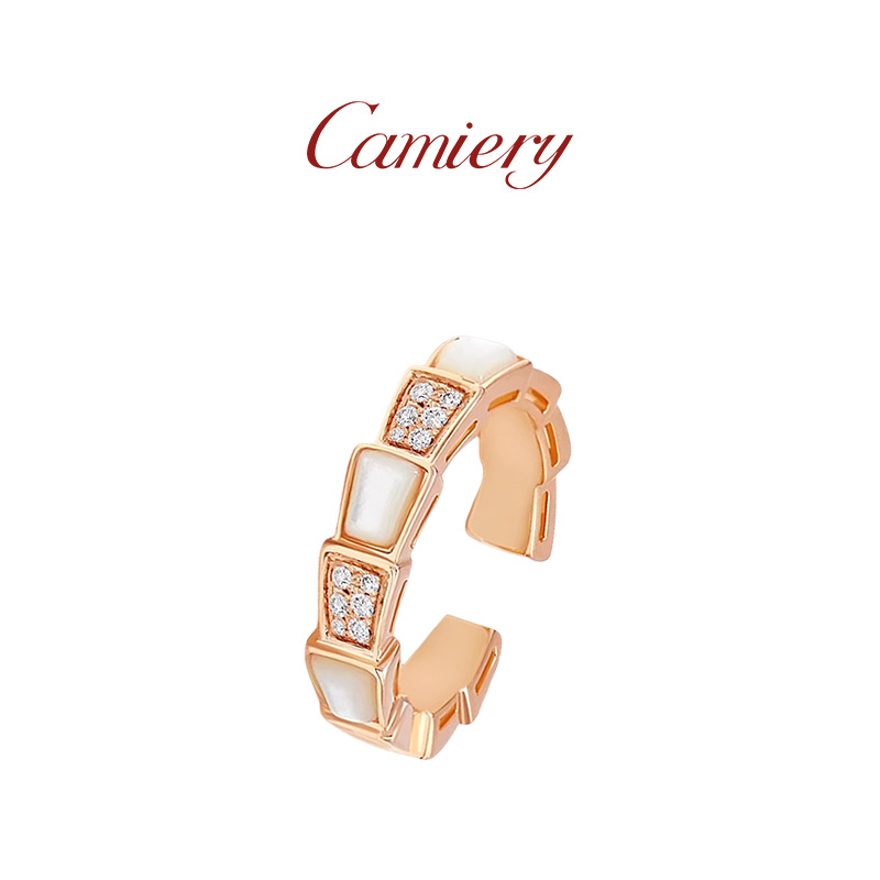CAMIERY 时尚新款 鱼骨戒指手工小众设计款戒指 高级感不掉色戒指