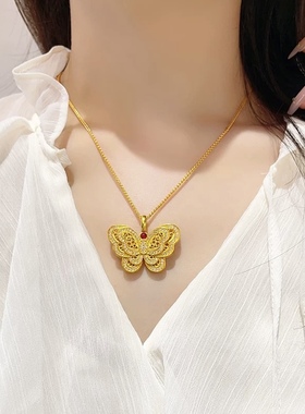满钻镂空蝴蝶项链女款高级感轻奢