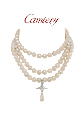 西太后立体土星三层叠戴珍珠项链