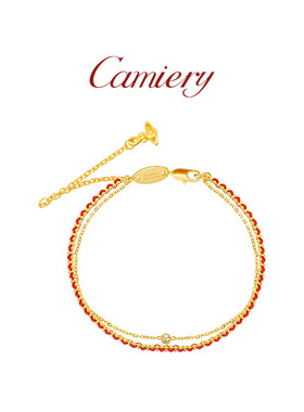 CAMIERY西太后本命年红绳双层吊坠手链女生轻奢小众精致高级感