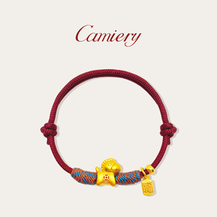 CAMIERY小马本命年红绳金手链女款轻奢小众精致情侣防静电手绳
