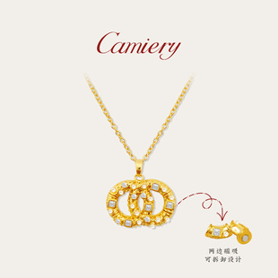 CAMIERY双C字母项链生日礼物女款高级感轻奢小众精致毛衣配饰项链