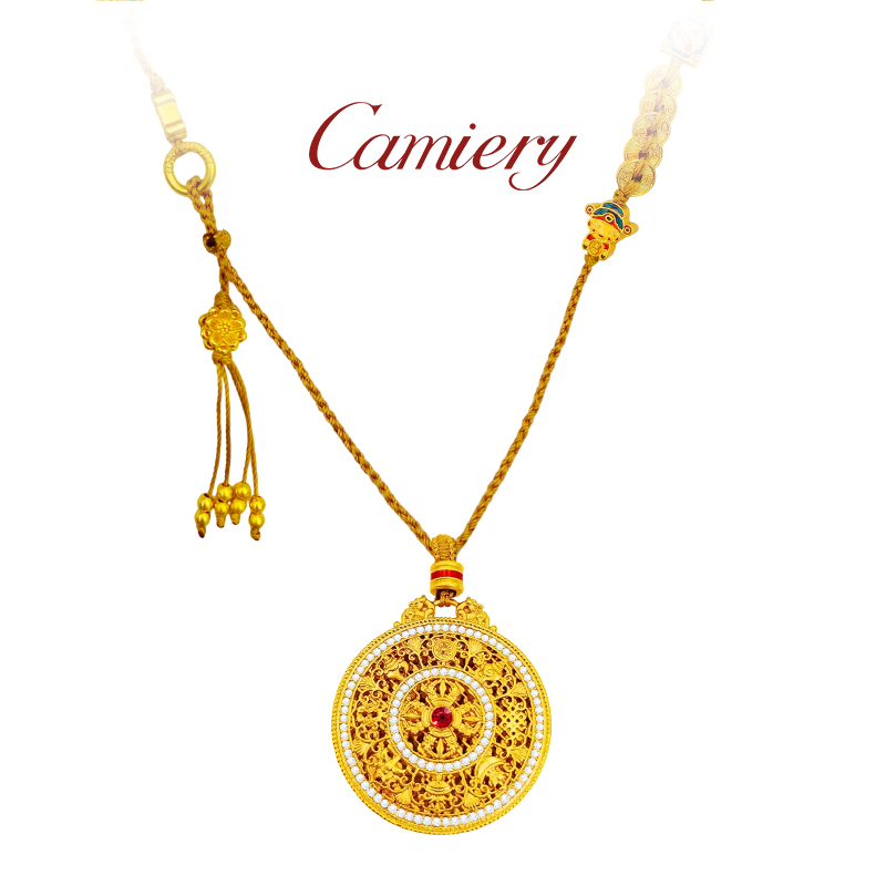 CAMIERY【新店福利】镀24K真金 财神五帝钱罗盘项链 气质百搭保色