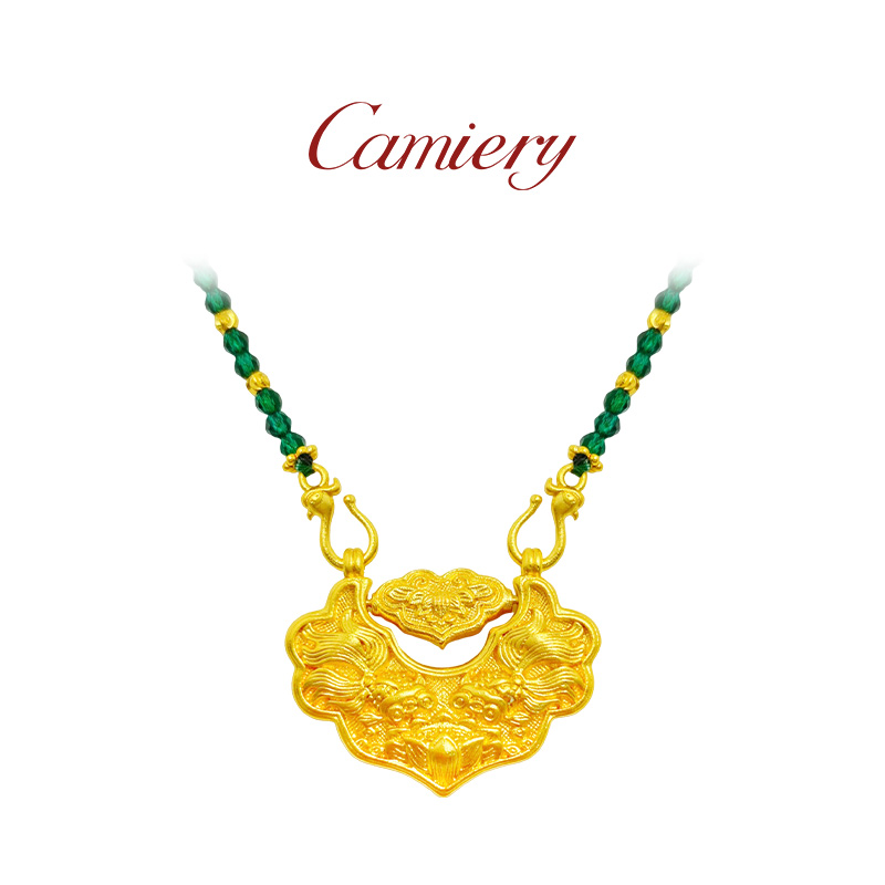 CAMIERY【新店福利】24K真金镀金 如意平安锁项链女 气质轻奢百搭