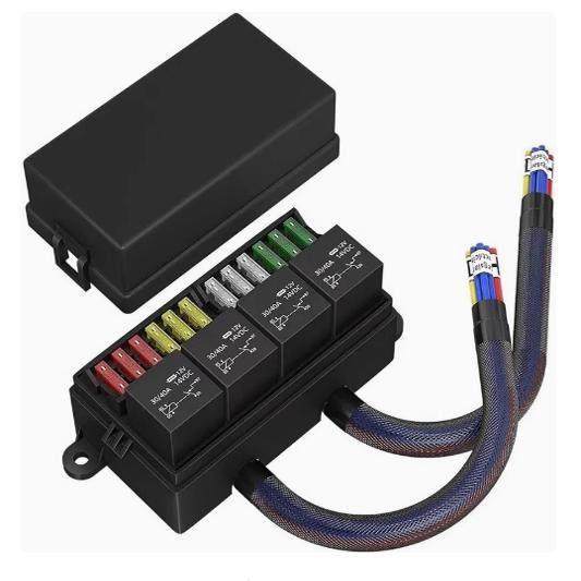 8路保险丝盒汽车房车改装保险盒4个继电器+12个保险丝12V/24V线,汽车零部件/养护/美容/维保,继电器盒总成,淘宝优惠券,粉丝福利购,淘宝优惠卷