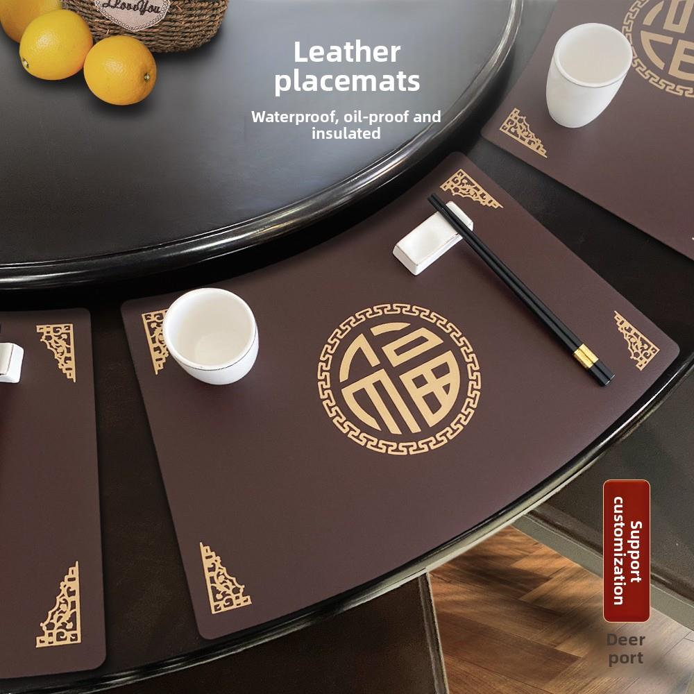扇形餐垫皮革保温垫西餐桌垫酒店专用餐垫防水防油餐厅餐垫