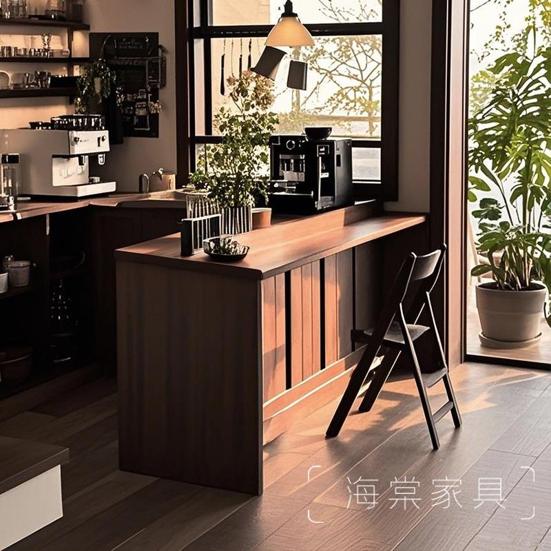 实木吧台咖啡店酒吧餐厅收银台餐饮店茶楼胡桃木接待前台定制烤漆