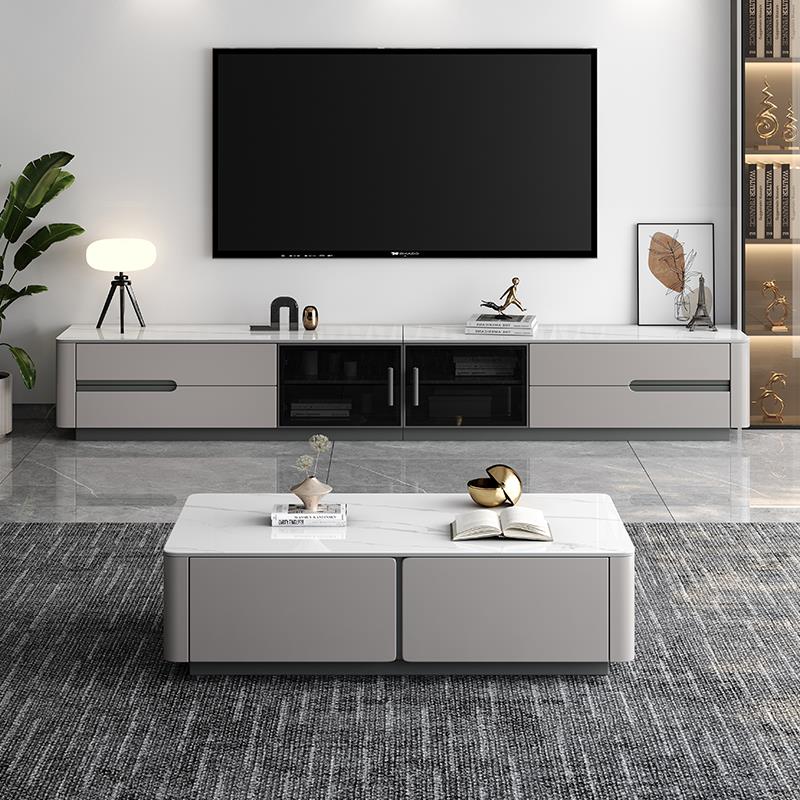 2025年新款轻奢岩板茶几电视柜组合家用小户型客厅现代简约落地柜