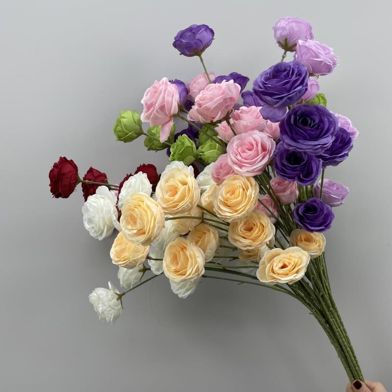 婚庆6头玲珑玫瑰彷真花橱窗摆件布置绢花婚礼装饰假花拱门路引花