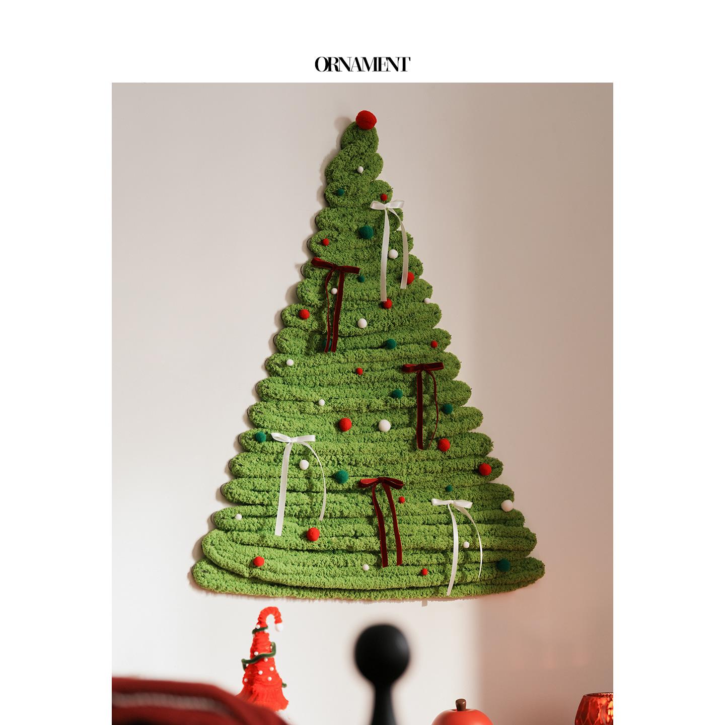 圣诞节装饰品墙面圣诞树氛围感场景布置装扮耶诞墙角毛线拍照道具