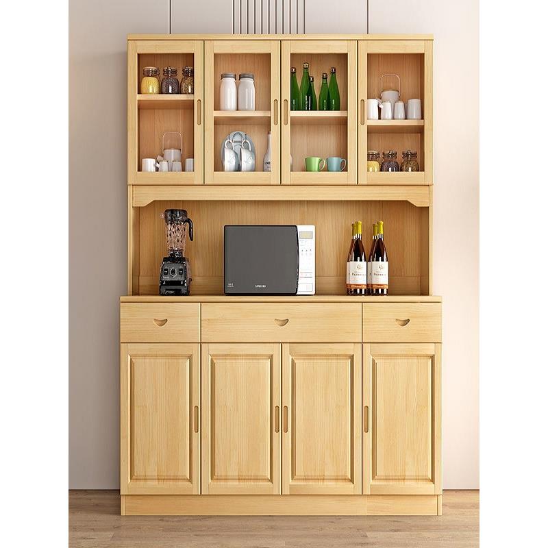 实木餐具柜茶柜松木餐厅家具柜酒柜储物柜厨房微波柜小公寓