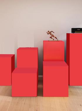 红色展示台地台底座木质烤漆美陈列展览增高摆台模特婚庆甜品展台