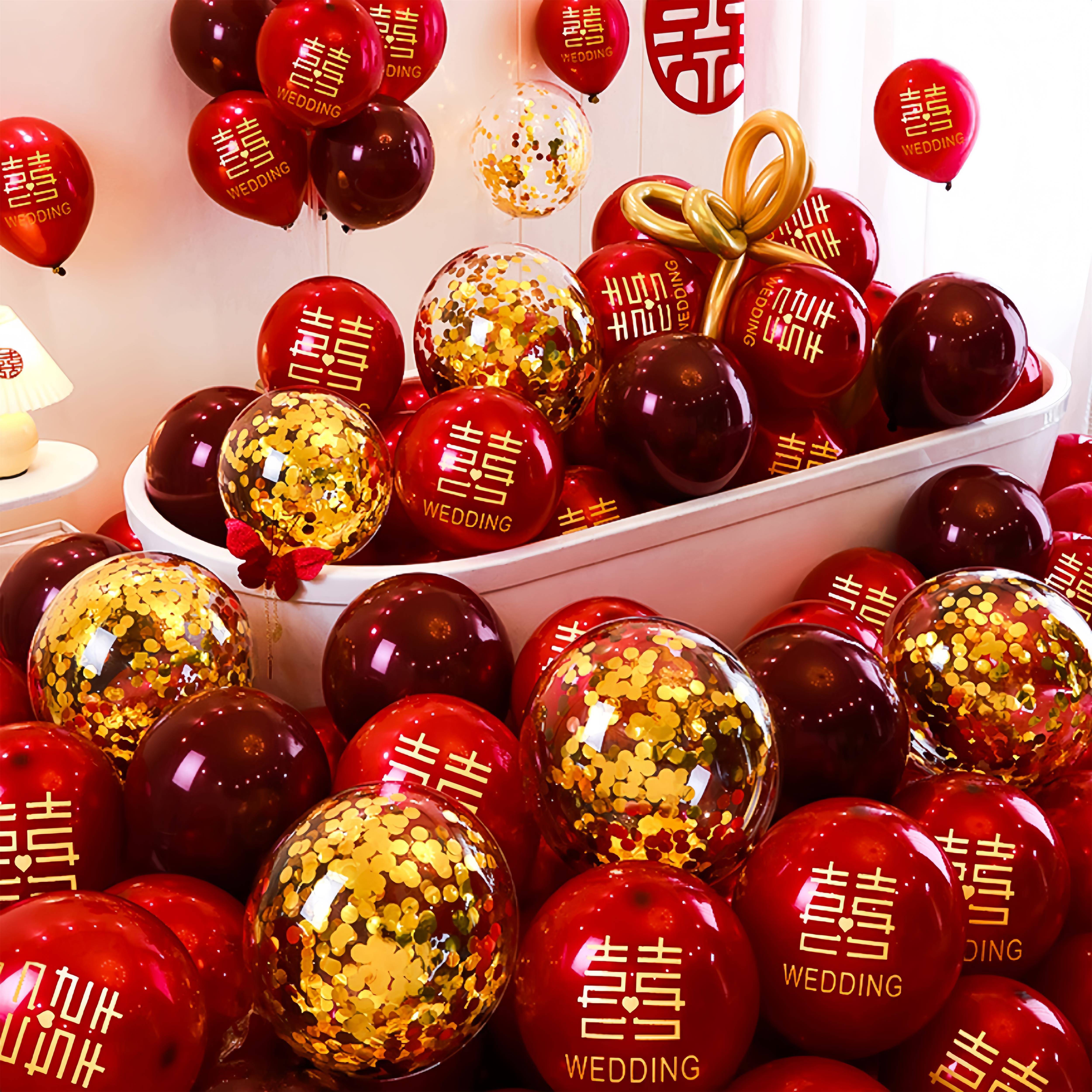 结婚气球婚房布置装饰婚庆订婚婚礼喜字气球地飘立柱场景专用套装