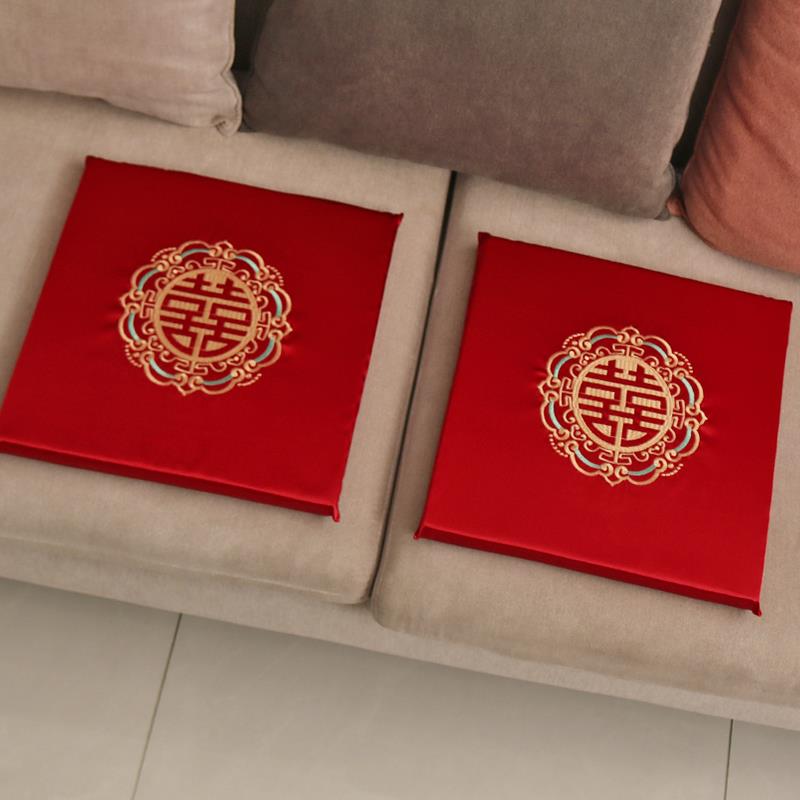 结婚跪垫一对喜庆新娘坐福垫婚礼敬茶改口跪拜垫坐福踏喜红色垫子