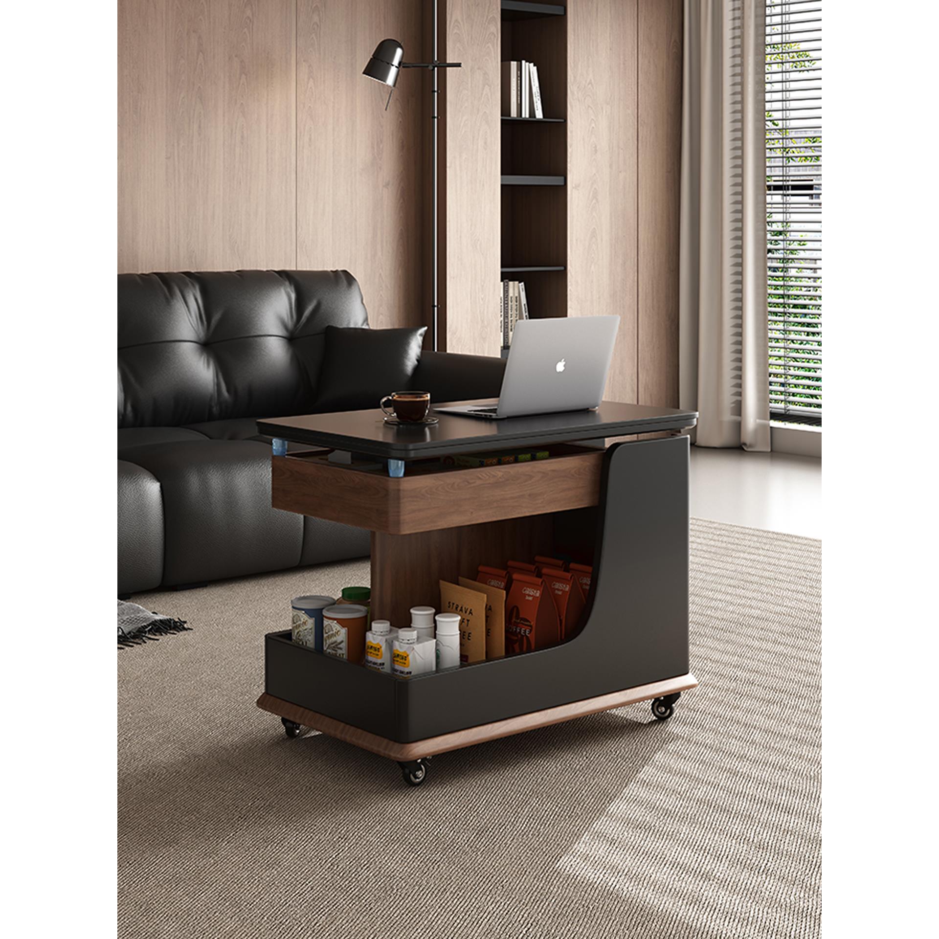 沙发边几可移动可升降阳台客厅茶几家用收纳中古边柜小推车置物架