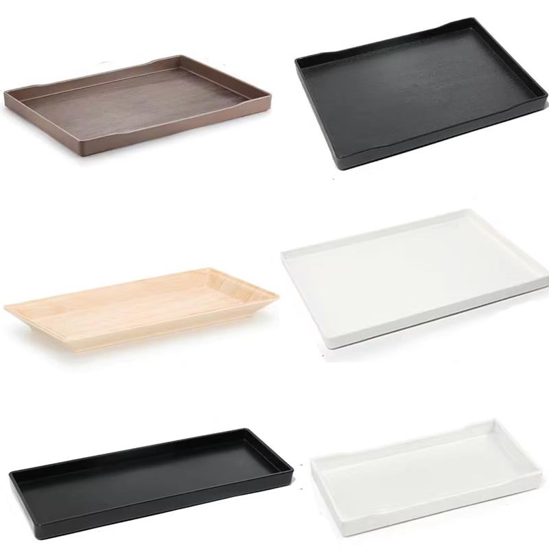 耐摔木纹托盘酒店宾馆托盘长方形水杯客房茶盘塑料收纳盘防滑托盘