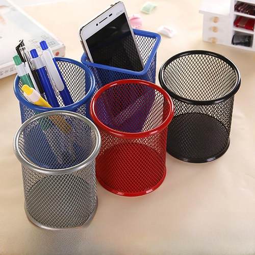 彩色圆网笔筒书桌笔筒学生创意多功能笔筒笔筒桌面存储笔筒