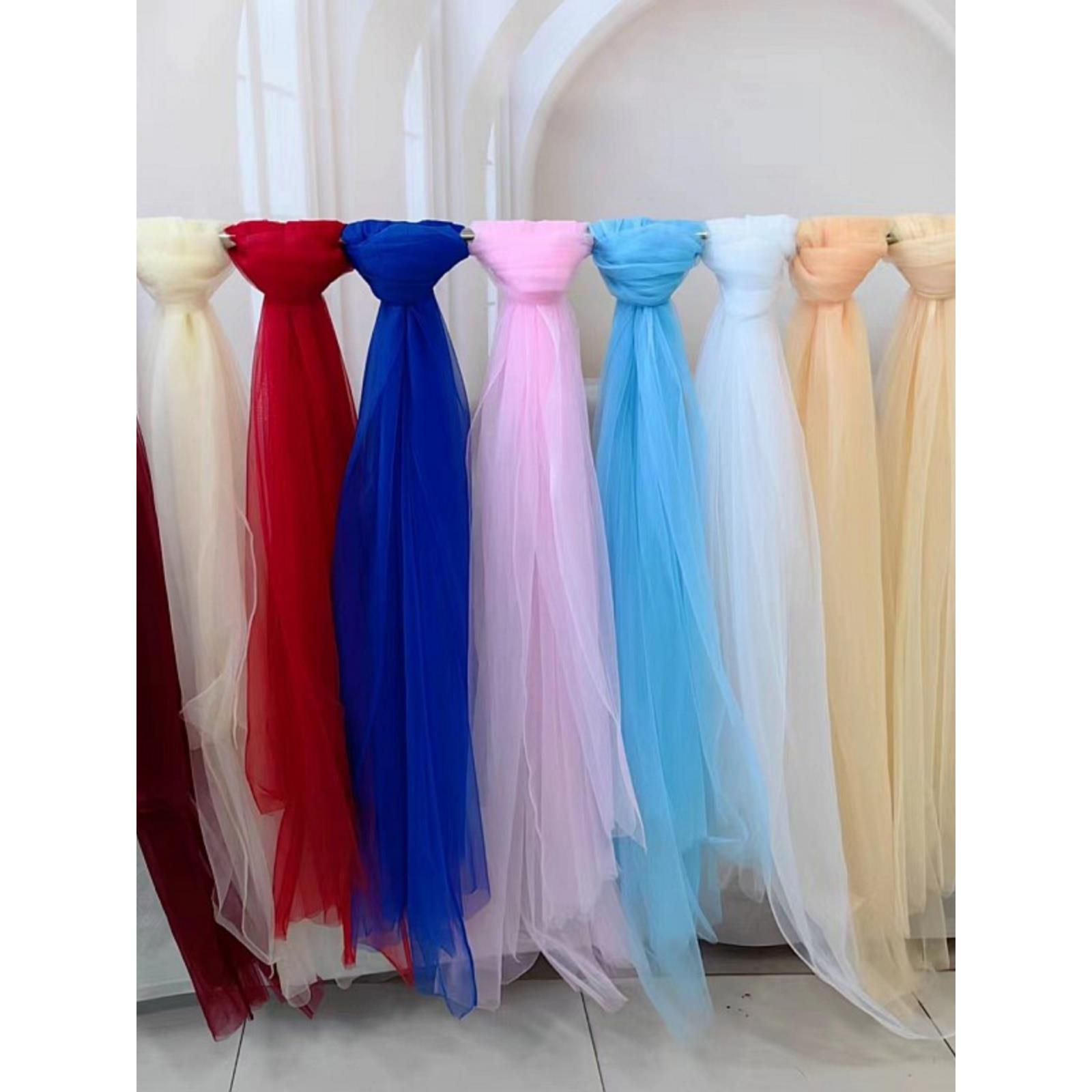 加密瑞士纱布料婚庆吊顶纱婚礼背景椅背纱桌裙纱欧根纱网纱装饰