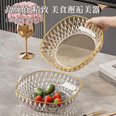 2025新款水果盘客厅茶几家用轻奢风透明果盆高级感零食糖果摆放盘