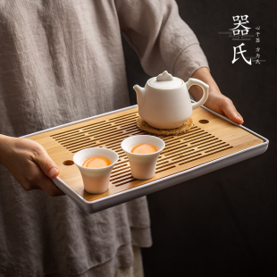小型储水干泡茶台托盘现代茶海 竹制干泡茶盘家用简约功夫茶具日式