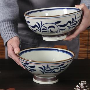 面碗关中老碗油泼面斗笠碗拉面 加厚高脚陶瓷饭碗商用汤面 面碗大