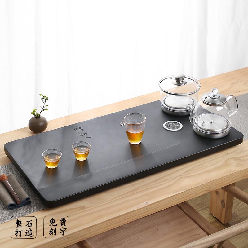 茶具套组茶盘全自动一体乌金石茶台功夫茶托盘石头茶海排接水盘家
