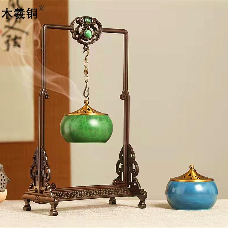 纯铜熏香吊式倒流香炉家用室内悬挂檀香炉中式门框香薰炉创意摆件