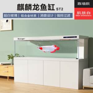 华域全铝生态底滤中大型麒麟龙鱼缸现代风客厅落地柜式玻璃水族箱