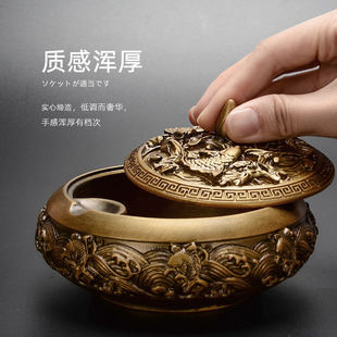 烟灰缸摆件创意送礼茶具办公室烟灰缸 铜化 复古家用个性